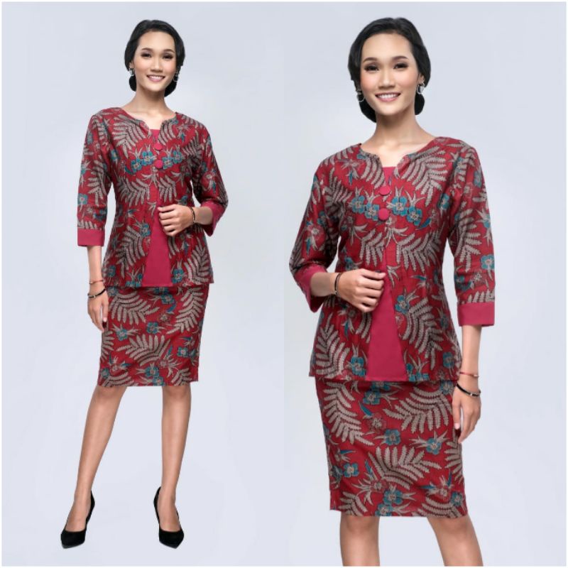 Setelan Batik Kebaya Modern Jumbo 4L-5L Atasan Blouse dan Rok Pendek Big Size ARN-Mrh