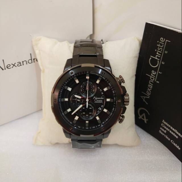 jam tangan alexandre christie AC 6528 pria Original Black