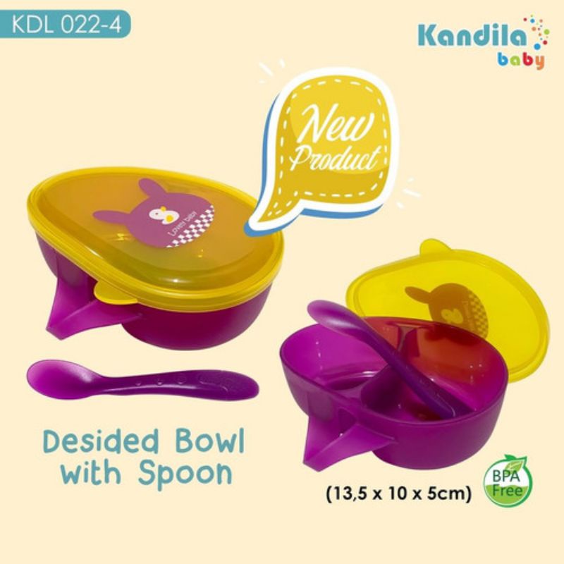 Kandila Baby Devided Bowl With Spoon KDL022-4 - Kandila Mangkok &amp; Sedok Makan Bayi - Tempat Makan Bayi Traveling - Tepak Makan Bayi