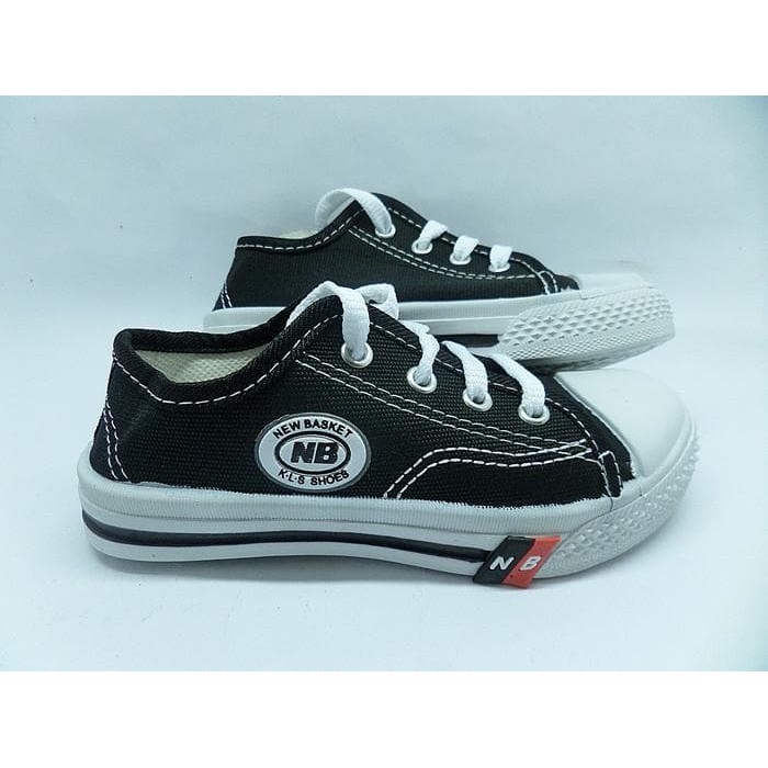 Sepatu Anak Sekolah TK SD SMP NB Warna Hitam Putih Tali Murah Ori