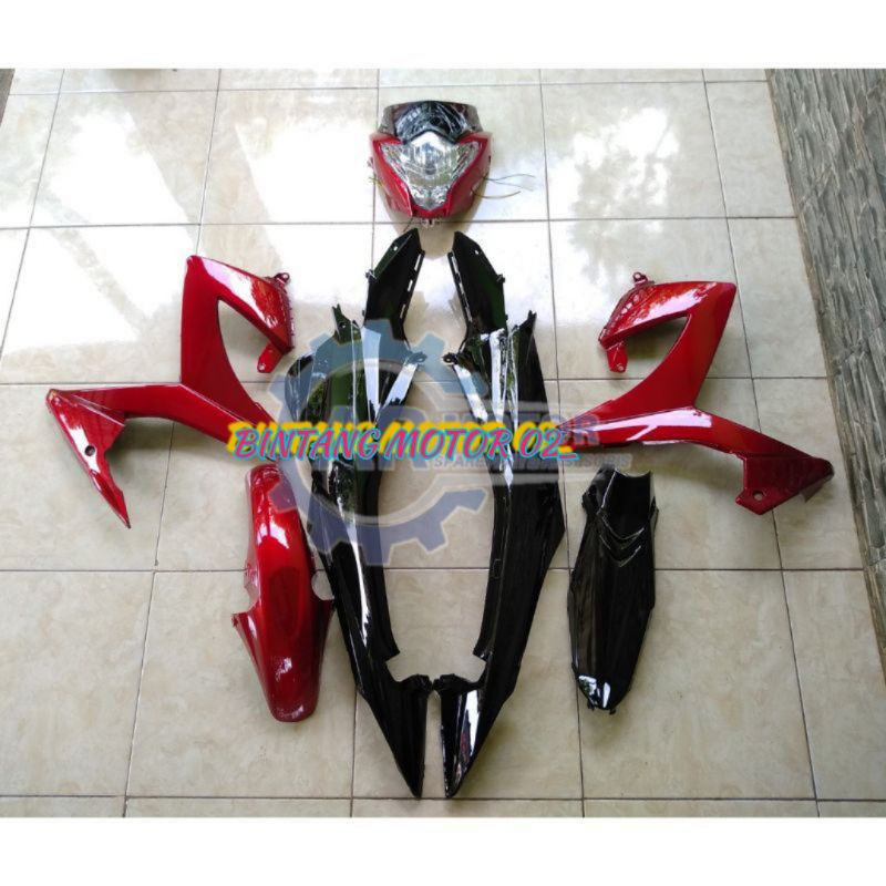 Cover body set Satria Fu Facelift merah hitam biru putih + striping termurah