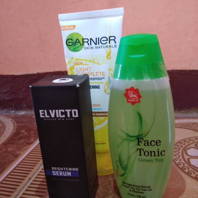 ELVICTO BRIGHTENING SERUM // Gratis toner viva & facial wash garnier scrub