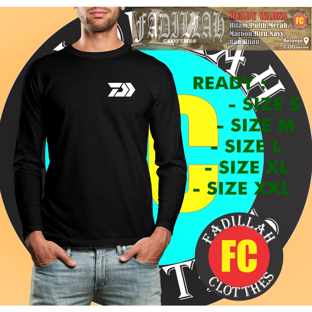 Kaos Baju Mancing Daiwa Logo Simple V2 Lengan Panjang Kaos Sport