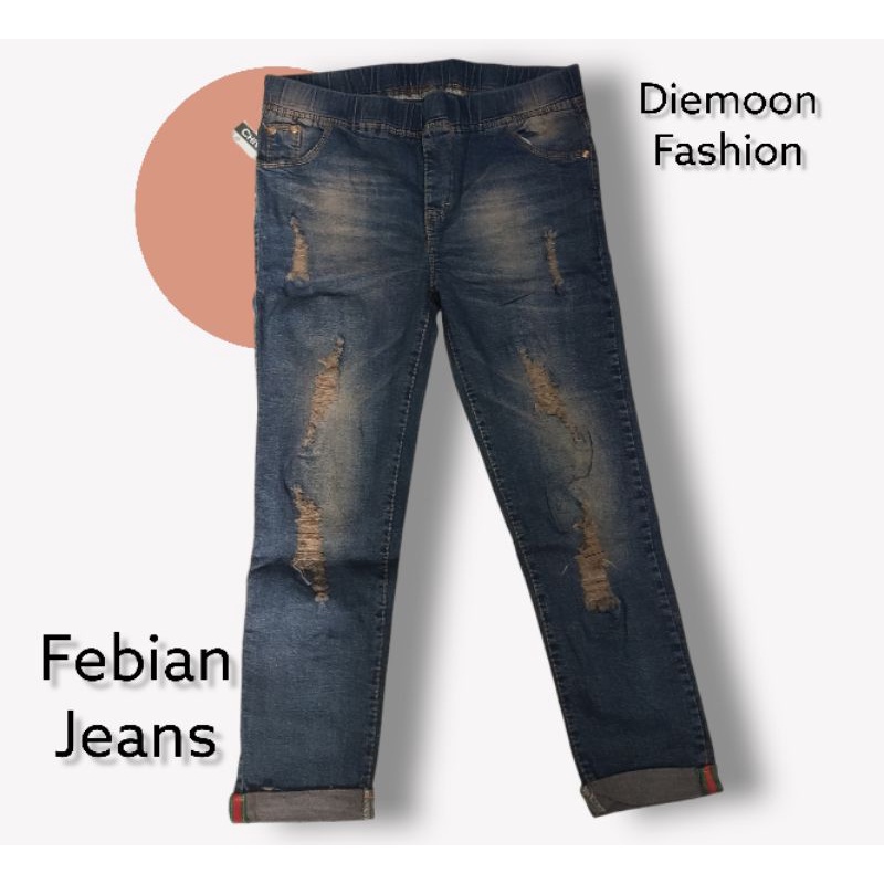 Febian jeans melar ripped / sobek tidak tembus bawah lipat [TNTI]