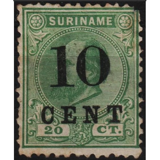 

Perangko Filateli A5-30 suriname mh 1v 09 1898 stamps of 1883 & 1889 surcharged