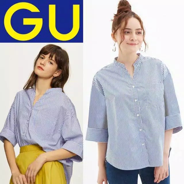 GU By Uniqlo Wide Sleeve Stripe Shirt