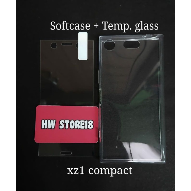 tempered glass anti gores kaca plus softcase soft case sony xperia xz1 compact