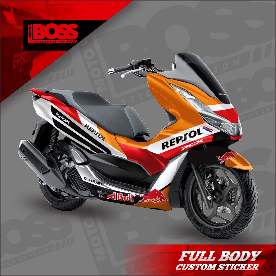 Decal Sticker Stiker Honda PCX 160 Full Body Striping dekal stiker Full Body PCX 160 Motif repsol