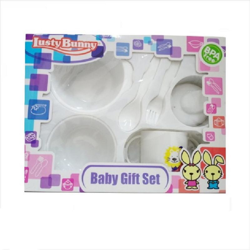 Lusty Bunny Baby Feeding Gift Set LB1419 - Set Peralatan Makan Bayi Lustly Bunny Set Alat Makan Kado Bayi Set