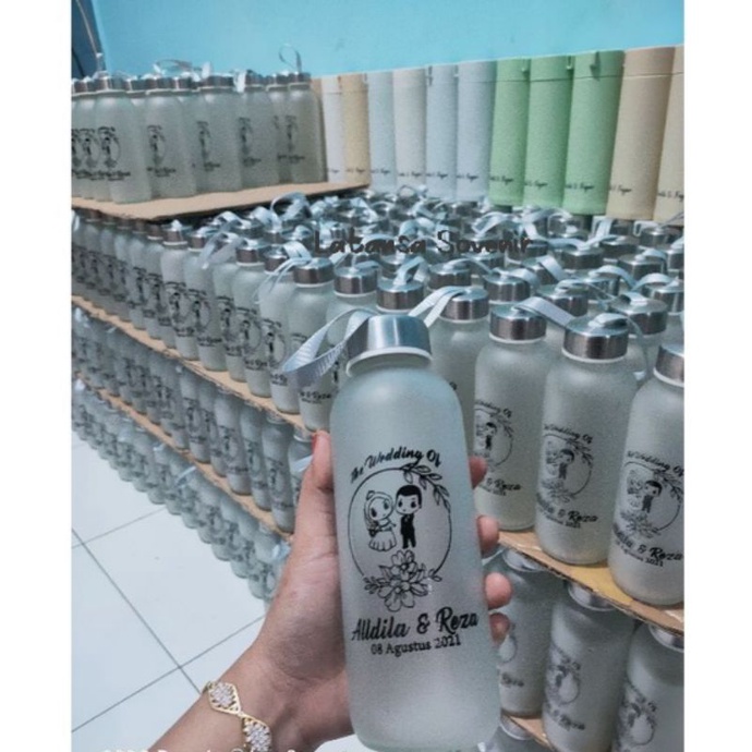 Souvenir botol Kaca + Sablon