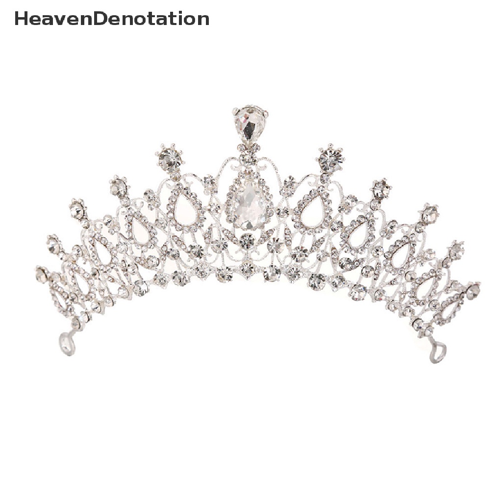 (Heavendenotation) Mahkota / Tiara Motif Bunga Aksen Kristal + Mutiara + Berlian Imitasi Untuk Wanita / Pernikahan