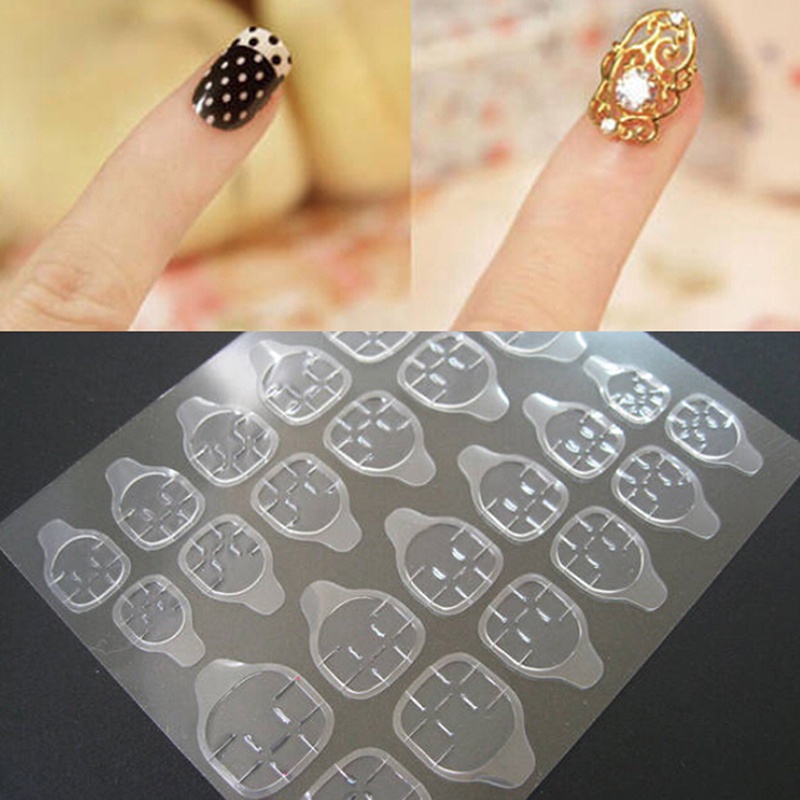24 Pcs Stiker Tape Perekat Kuku Palsu Dua Sisi Untuk Nail Art