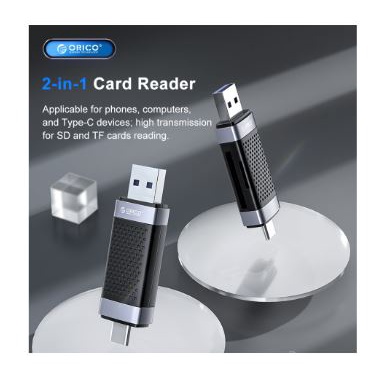 Type-c Usb A 2.0 card reader memory orico SD TF micro sd 480Mbps read single cd2d-ac2 - pembaca kartu memori