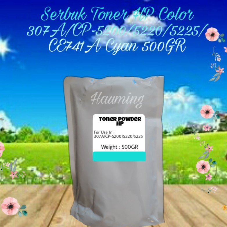 Serbuk Toner HP 307A CP5200 CP5220 CP5225 CP5225DN CP5225N CP5225XH CP-5225 CE741A Cyan 500gr