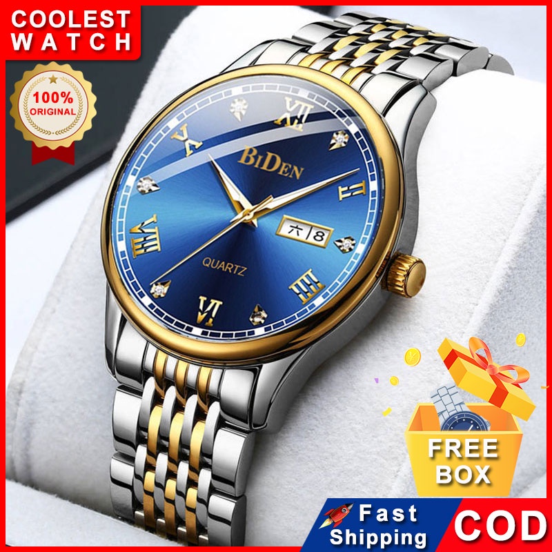 ✅Ready Stock BIDEN Quartz Jam Tangan Pria Ori Anti Air Formal Men Watch Kasual Analog Waterproof Sta
