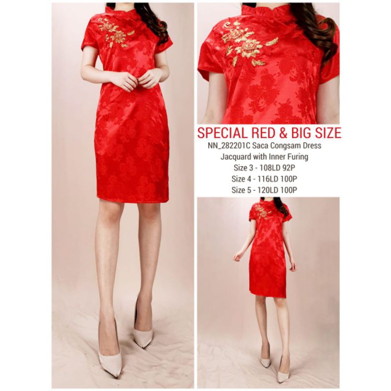 Saca Congsam Dress / Dress Big Size / Dress Jumbo / Dress Merah / Dress Imlek / Dress Sincia