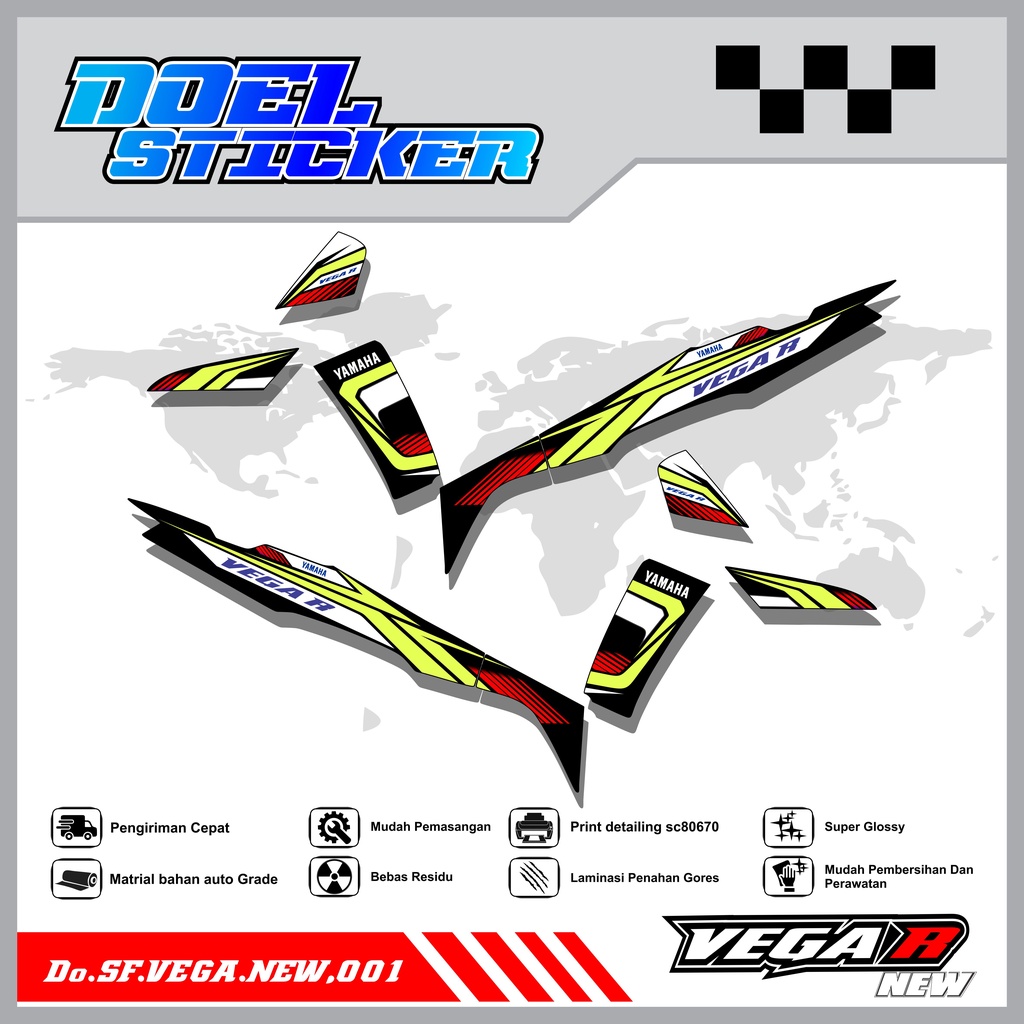 Sticker Striping Vega R New List Variasi Hologram , Crome Doel 001