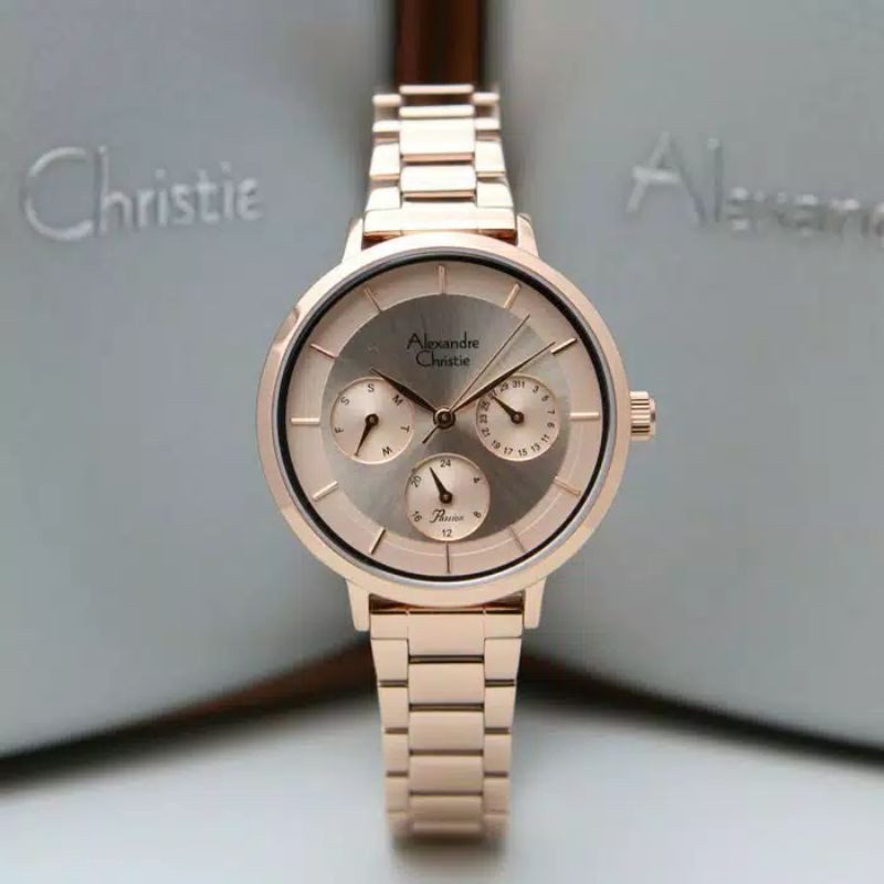 JAM TANGAN WANITA ALEXANDRE CHRISTIE AC 2871 FULL ROSEGOLD