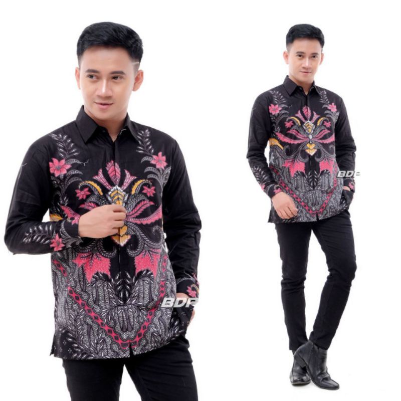 Riskymabatik || Batik Couple Batik Couple Modern Baju Batik Couple Batik Tunik Couple-Kmj mahkota hitam