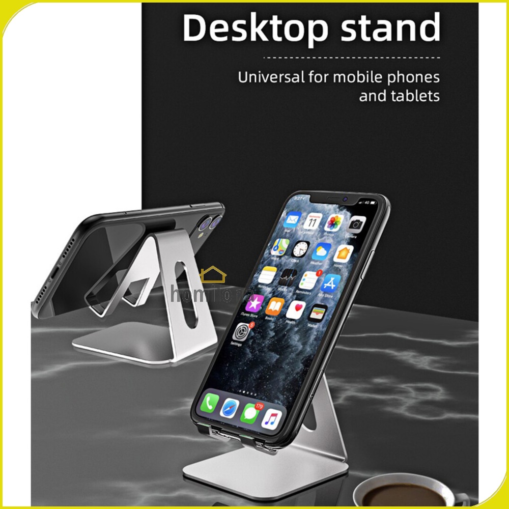 Smartphone Tablet Stand Holder Bahan Aluminium - ACCEZZ Y017 - Silver