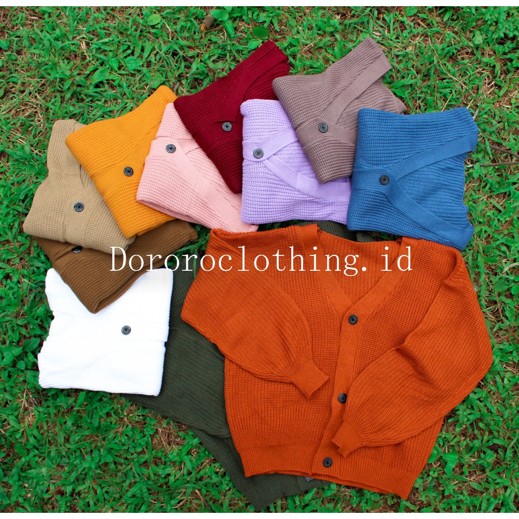 Sweater Cardigan Crop Rajut Kancing