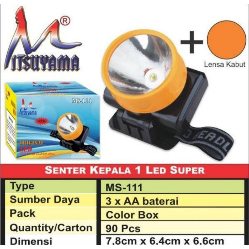 Senter Kepala Murah Mitsuyama MS-111 Headlamp MS111