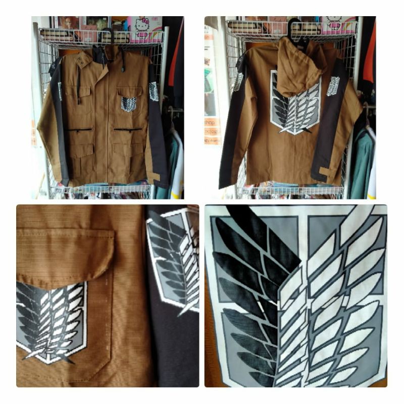 [GRATIS ONGKIR] Jaket Anime Parka Attack On Titan Brown Hoodie Canvas High Quality  (JA SNK 43)