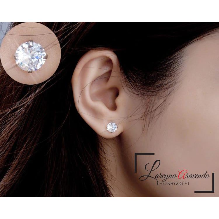 Anting Titanium Model Kristal Crystal Anti Karat Non Alergi AT008-1