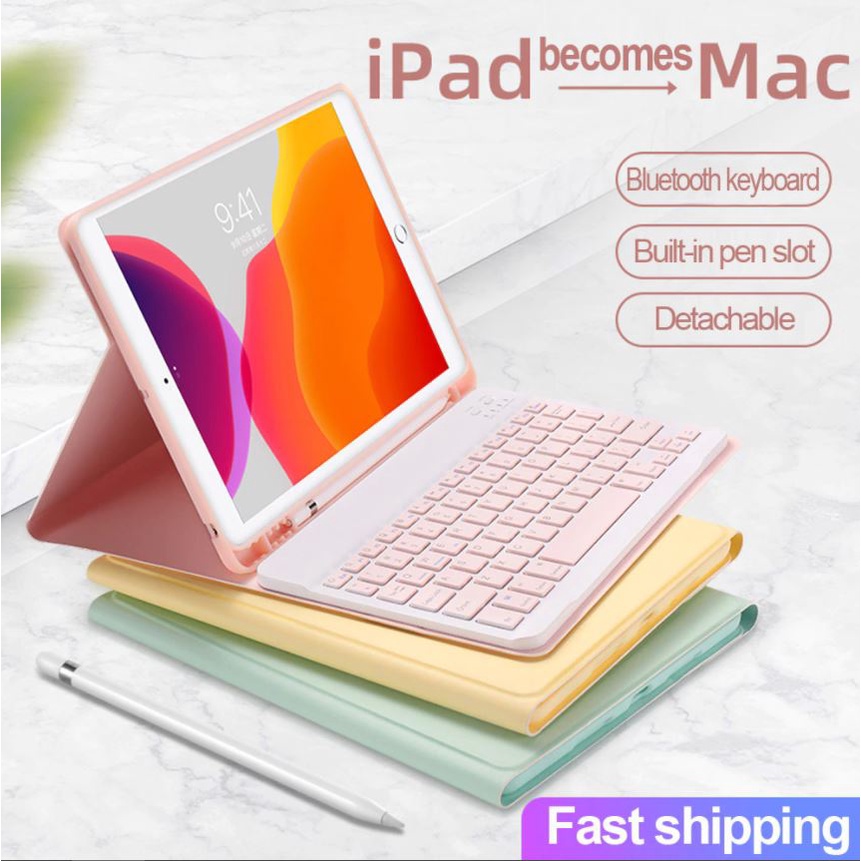 SK-06 Warna Ipad 7 2019 Ipad 8 th 9 th 2021 2020 10.2 Inch Air 3 10.5 Inch Leather Case Wireless Bluetooth FLIP COVER Sarung Keyboard