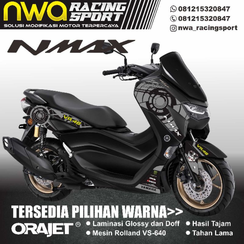 STRIPING YAMAHA ALL NEW NMAX 2020 HITAM MODEL SUN MOON ROSSI VR 46 / STIKER NMAX STRIPING HITAM