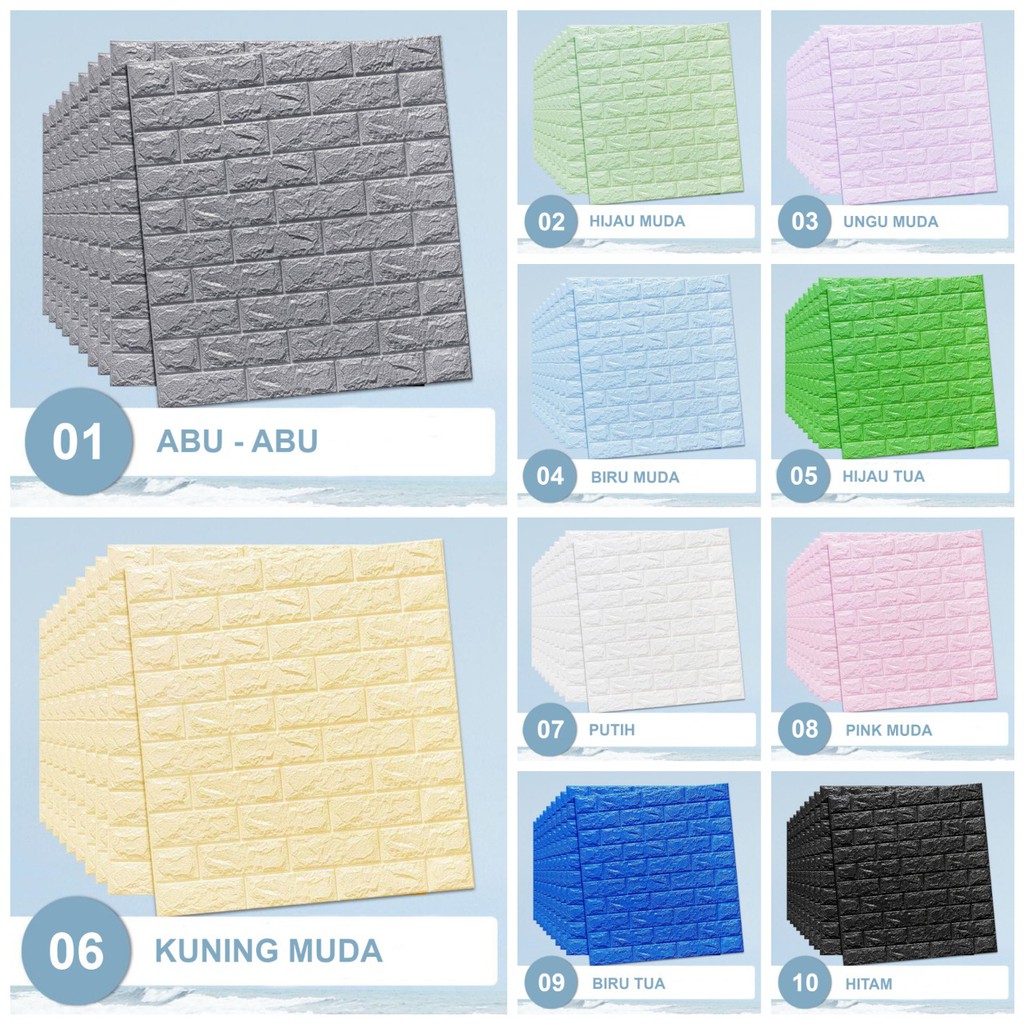 SN-C55-58 Wallpaper Dinding 3D Wall Sticker Foam Batu Bata Walpaper Dinding Murah WallSticker Kayu-BATUBATU