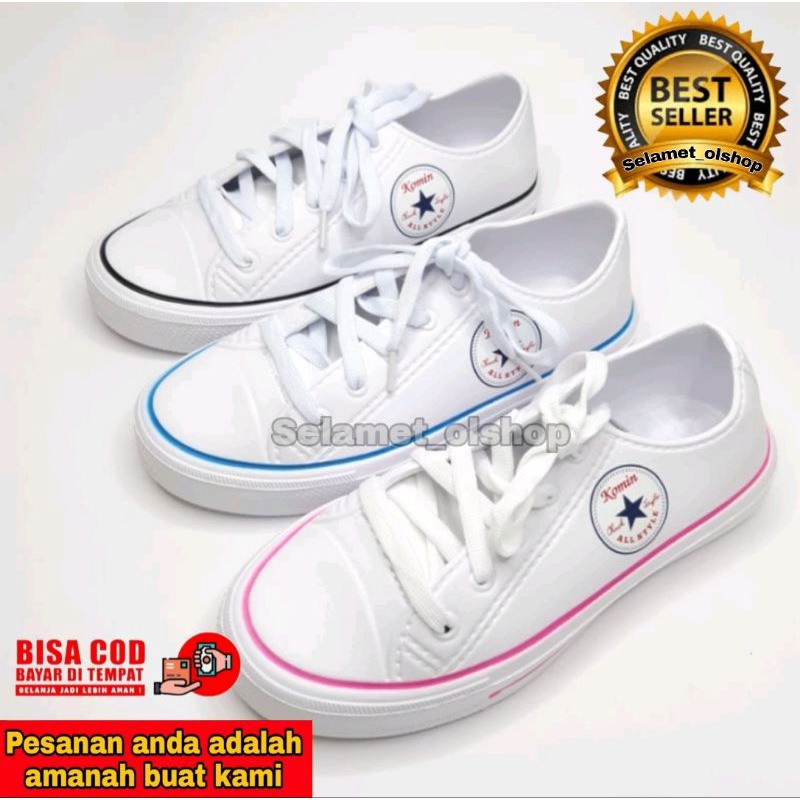 Sepatu karet putih komin, sepatu karet wanita sneakers anti air, sepatu karet cewek anti air
