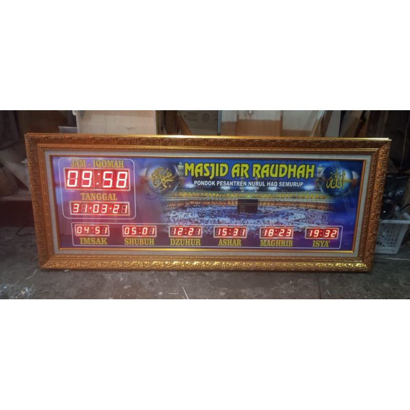 JAM MASJID DIGITAL JAM ADZAN JADWAL SHOLAT CUSTOM NAMA MASJID 50 x 125 cm