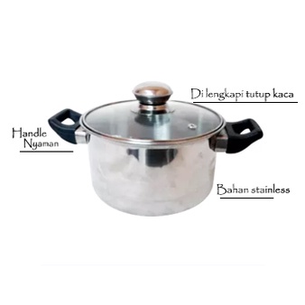 FM - 555 SA Panci Stainless Steel 18 cm Tutup Kaca / serbaguna