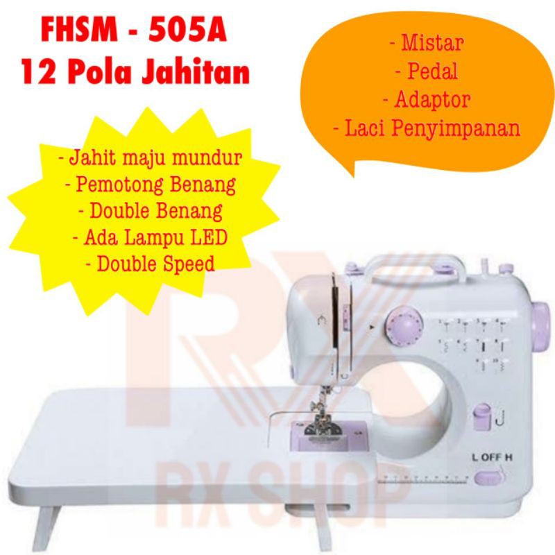 (BERGARANSI)Mesin Jahit Portable Mini + Meja /FHSM 505/505A (12 Pola Jahitan)