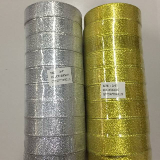 

Pita Gold Gliter 3/4 inch (2 cm) / Pita Gliter Silver / Pita Gliter / Pita Gliter Emas Perak