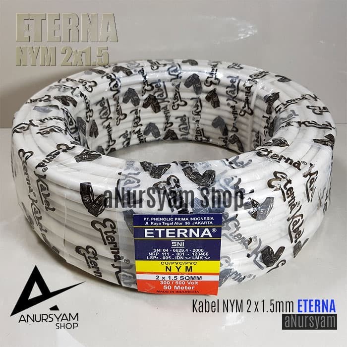 Kabel Listrik ETERNA NYM 2x1.5 Meteran / Kabel ETERNA 2 x 1.5 Kawat