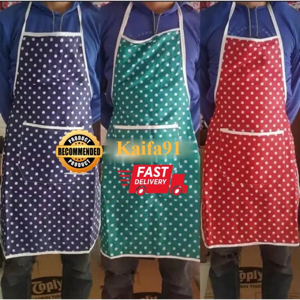 Apron Masak Motif Polkadot/Celemek Masak