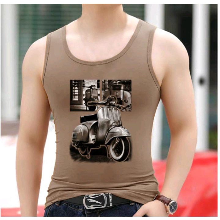 ALIPIO FASHION - SINGLET SPANDEX MOTIF VESPA HASAN / kaos cowok / kaos singlet / kaos dalem singlet cowok