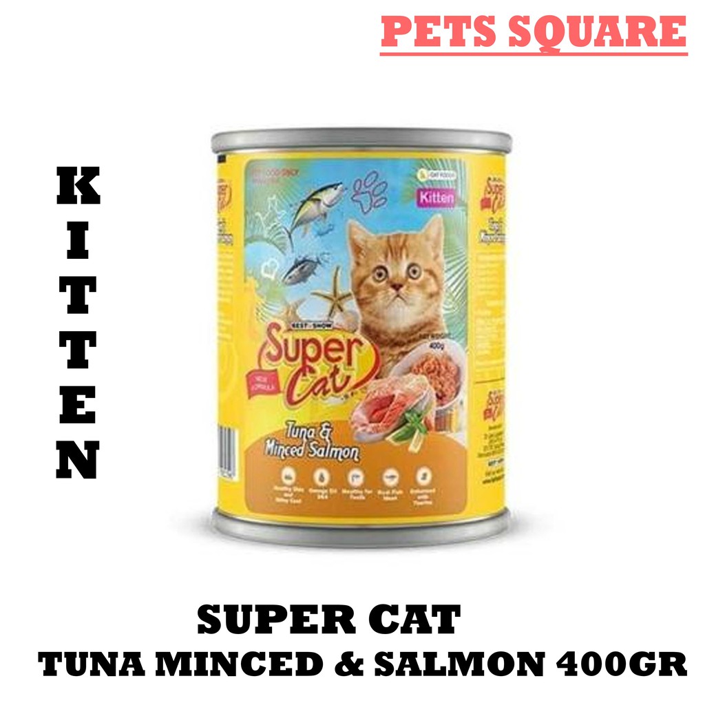 SUPER CAT KITTEN TUNA &amp; MINCED SALMON 400GR