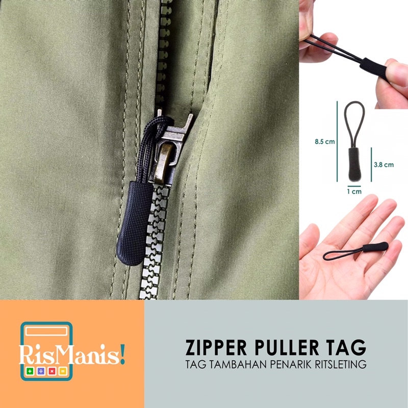 ZIPPER PULLER TAG - Pegangan Resleting Penarik Ritsleting Ransel Tas Jaket Dompet Tali Nylon Elastis