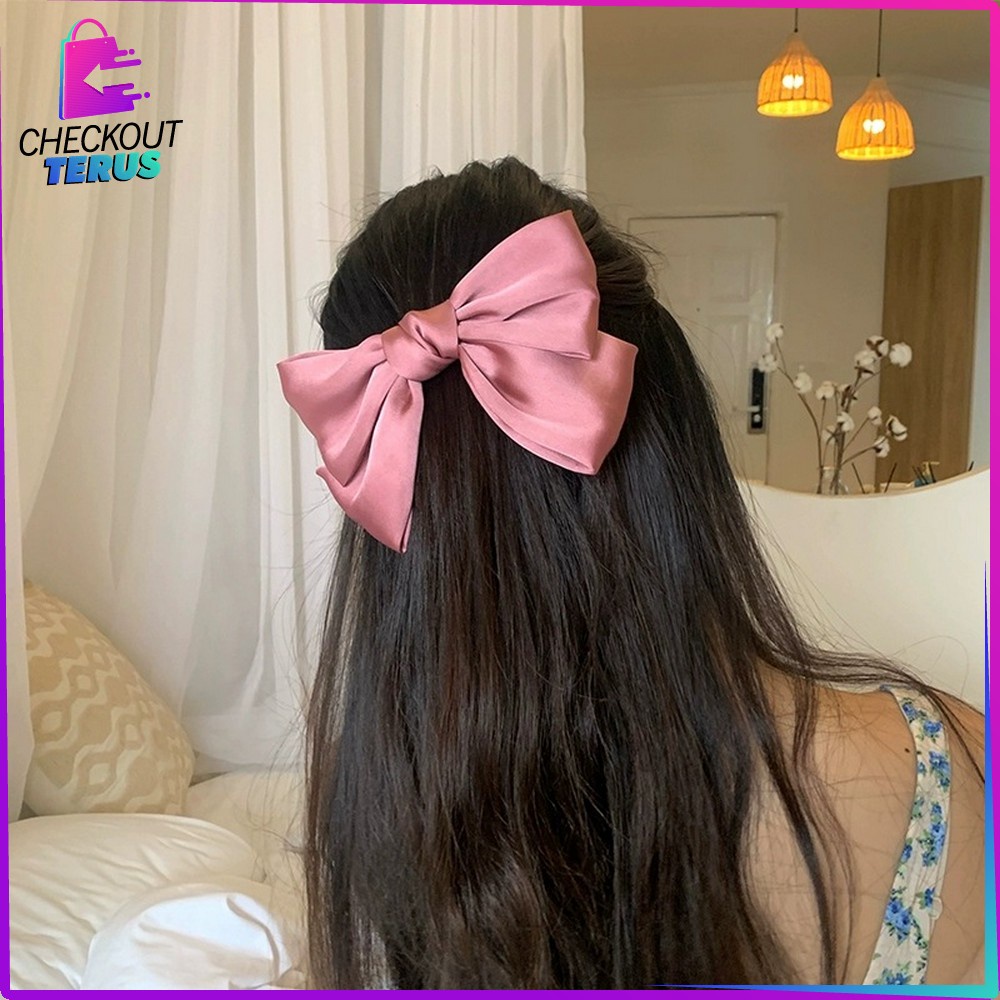 CT C160 Ikat Rambut Pita Besar Korean Style Hairband Aksesoris Kunciran Rambut Motif Pita Fashion Wanita