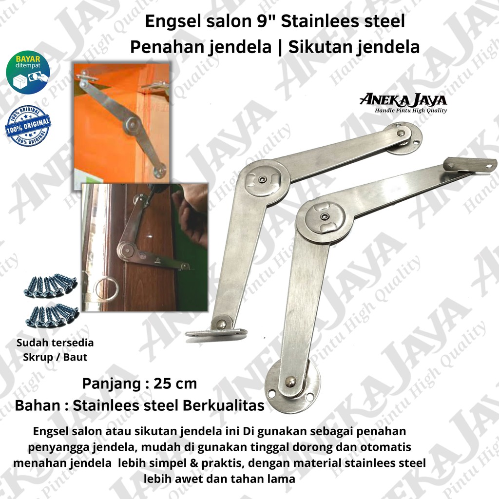 Engsel Salon 9&quot; stainlees steel / Sikutan Jendela / Lipat penahan jendela