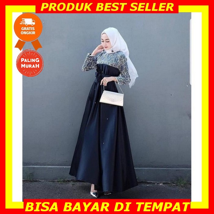 Shirin Kids Bahan Mosscrape Mix Brukat Malika Usia 8-10 Tahun Dapat Atasan Dan Celana Anak Full Kare