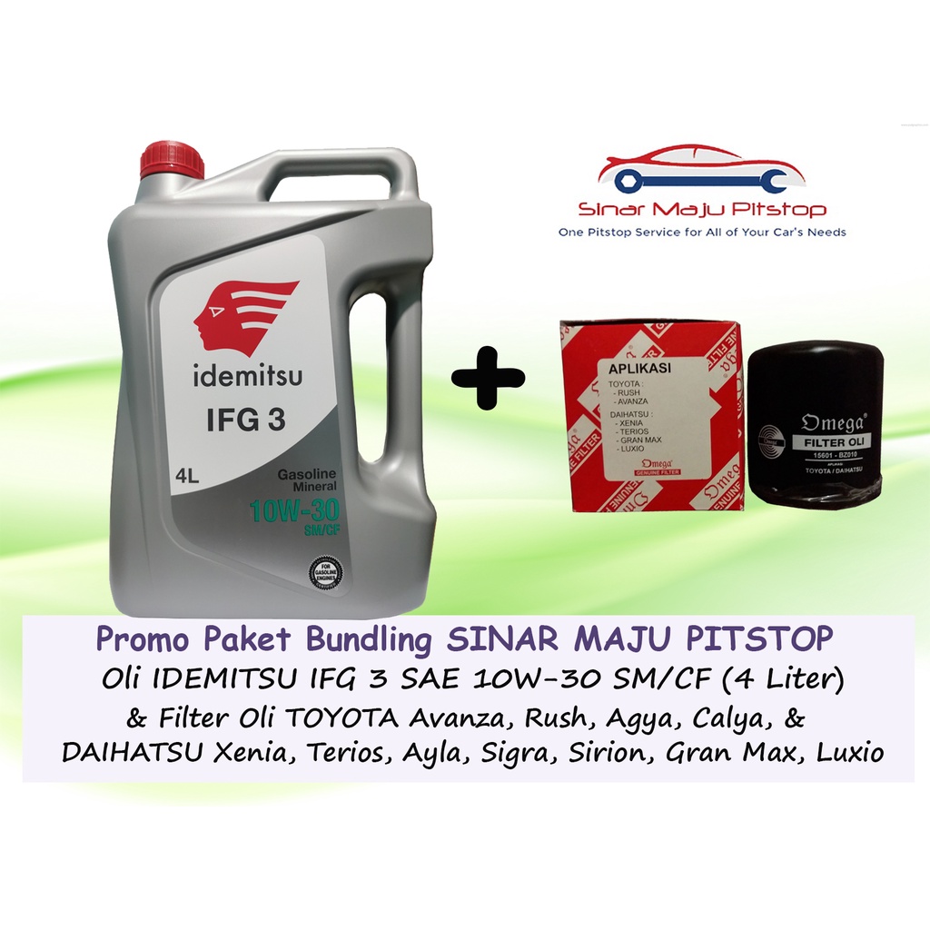 Paket Bundling Oli IDEMITSU 10W-30 ORIGINAL 4 Liter & Filter Oli Mobil TOYOTA AGYA & TOYOTA CALYA