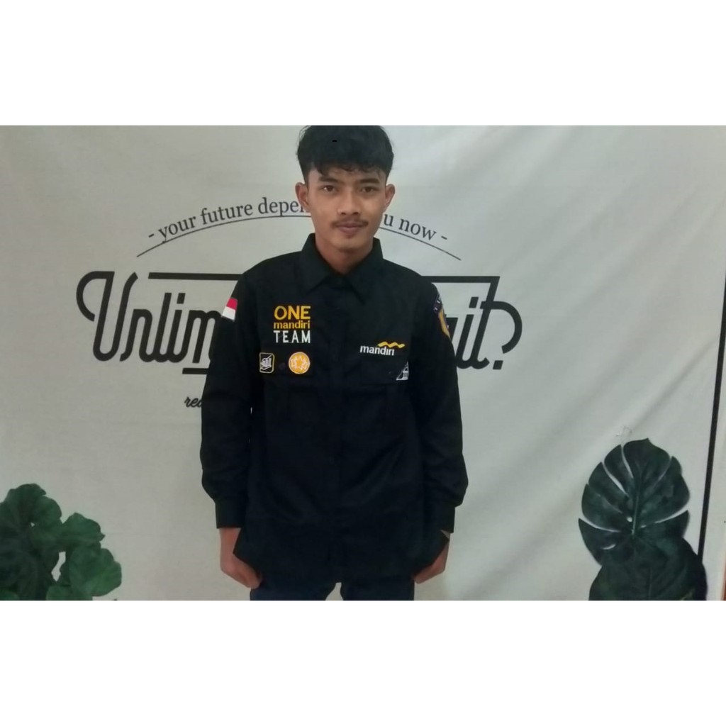 ( PROMO ) BAJU KERJA KEMEJA LAPANGAN LENGAN PANJANG KEMEJA PRIA SERAGAM PDL ONE MANDIRI TEAM HITAM