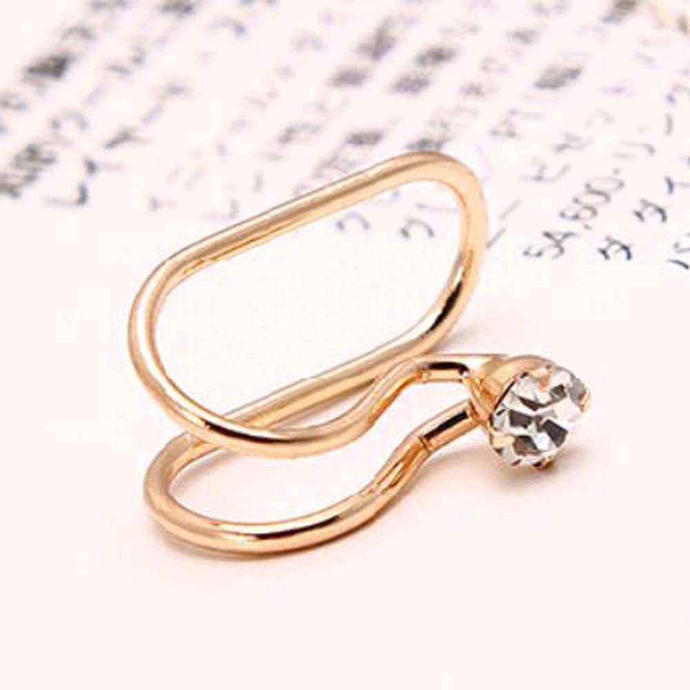 1pc Anting Klip Tanpa Tindik Bahan Tembaga Alloy Bentuk Bulan Bintang Hati Mutiara Kristal Untuk Wanita