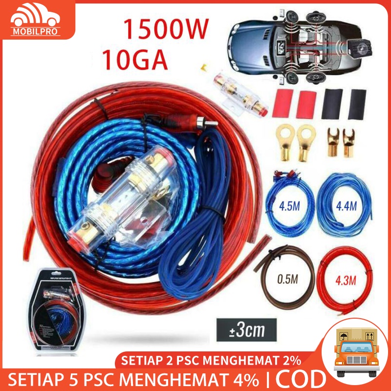 10GA 1500W Kabel Audio Mobil Full Set