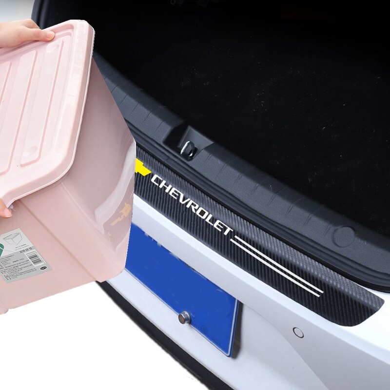 Sticker Dekorasi Bagasi Belakang Mobil Motif Serat Karbon Untuk Chevrolet Aveo Captiva Cruze Optra Sonic Nabira