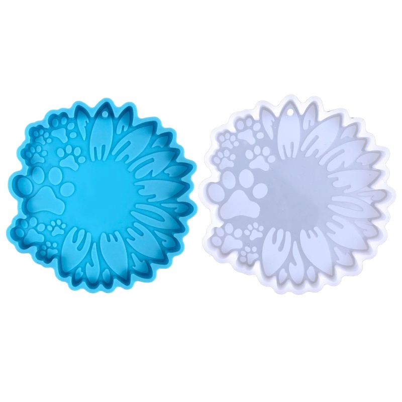 Siy Cetakan Resin Bentuk Telapak Kaki Anjingbunga Matahari Bahan Silikon Untuk Gantungan Kunciperhiasan